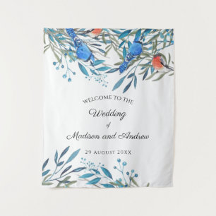 Tenture De beaux oiseaux et feuillages aquarelle pour mari
