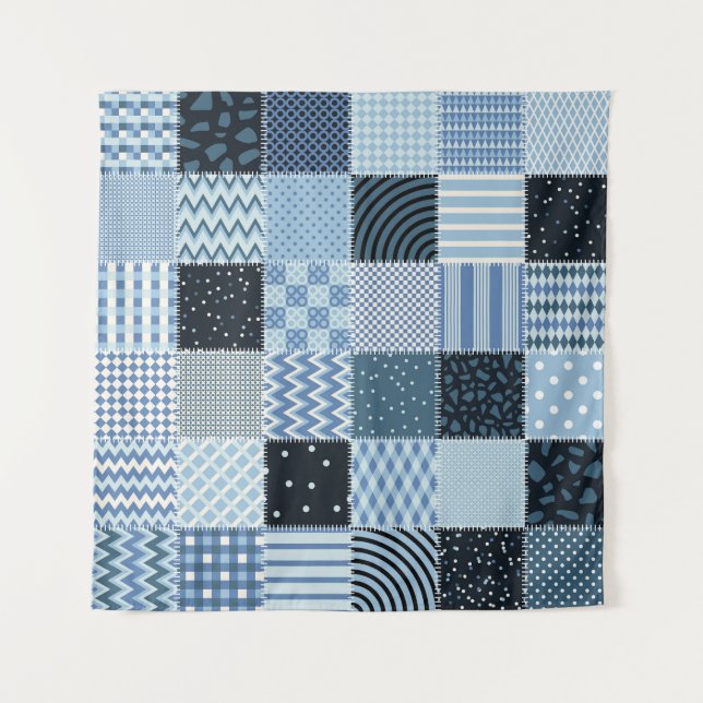 Tenture Décor de courtepointe, patchwork géométrique, tons (Devant)