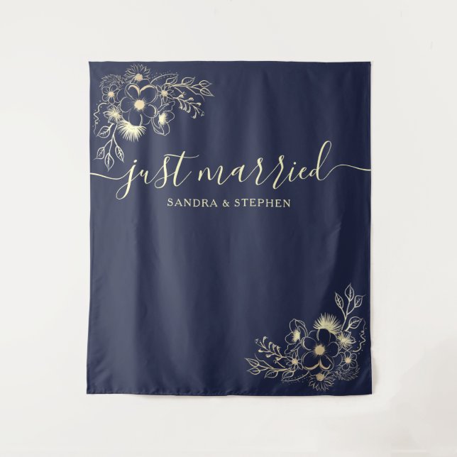 Tenture Décor de fond de mariage 'Just Married' (Devant)