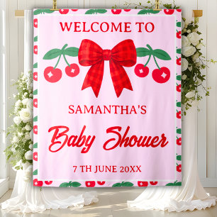 Tenture Décor de fond de salle pour Baby Shower Cerise ave