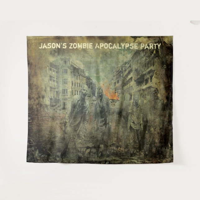 Tenture Décor de fond pour fête d'Apocalypse Zombie (Devant (Horizontal))