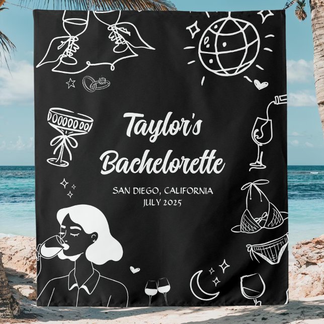 Tenture Décor de la Bachelorette Plage Côtière customisée (Créateur téléchargé)
