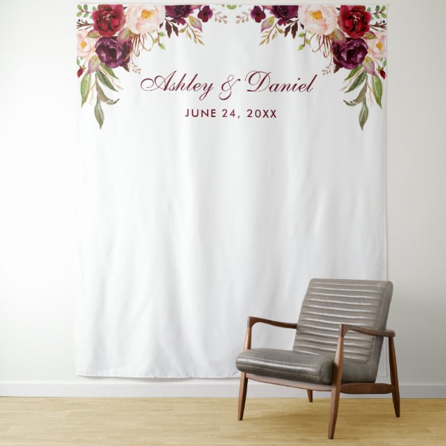 Tenture Décor de mariage Photomaton Accessoire Fleurs Bord (En situation)