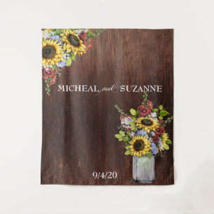 Tenture Décor de mariage Tournesol Pot en verre Bourguigno