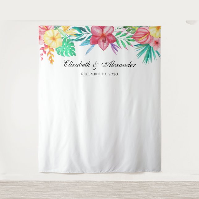 Tenture Décor de mariage tropical. Fond exotique (Devant)