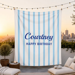 Tenture Décor de naissance personnalisé rayé pour bébé