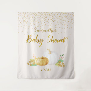 Tenture Décor de stand photo Baby Shower citrouille dorée