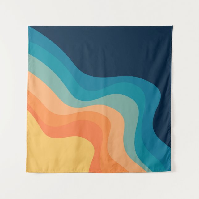 Tenture Décor de style rétro des vagues (Devant)