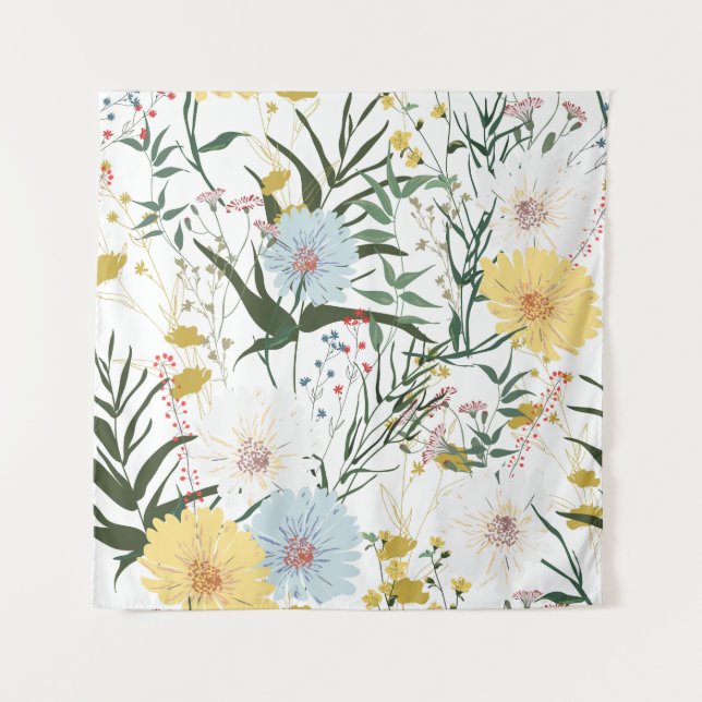 Tenture Décor naturel et botanique l Vert l Blanc (Devant)