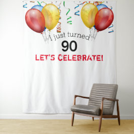 Tenture Décor pour 90e anniversaire avec ballons, Accessoi