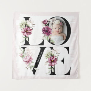 Tenture Décoration d'anniversaire pour bébé fille Fleurs d