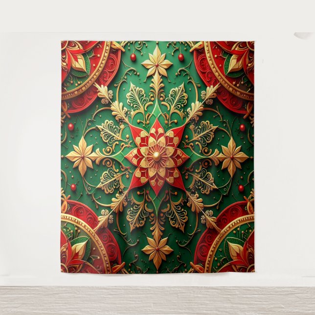 Tenture Decorative Red Green Holiday Backdrop (Devant)