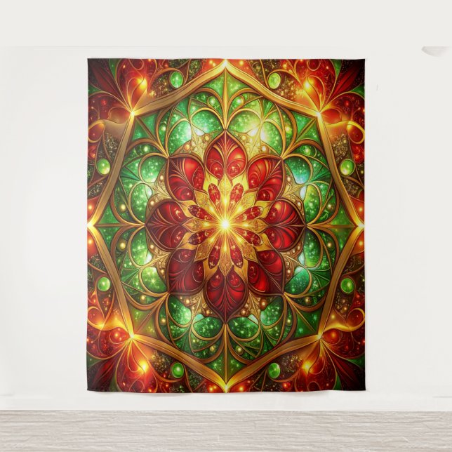 Tenture Decorative Red Green Holiday Backdrop (Devant)
