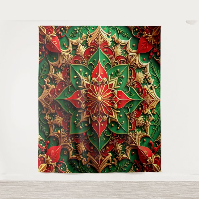 Tenture Decorative Red Green Holiday Backdrop (Devant)