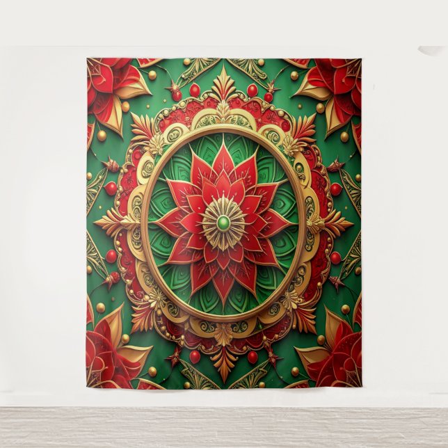 Tenture Decorative Red Green Holiday Backdrop (Devant)