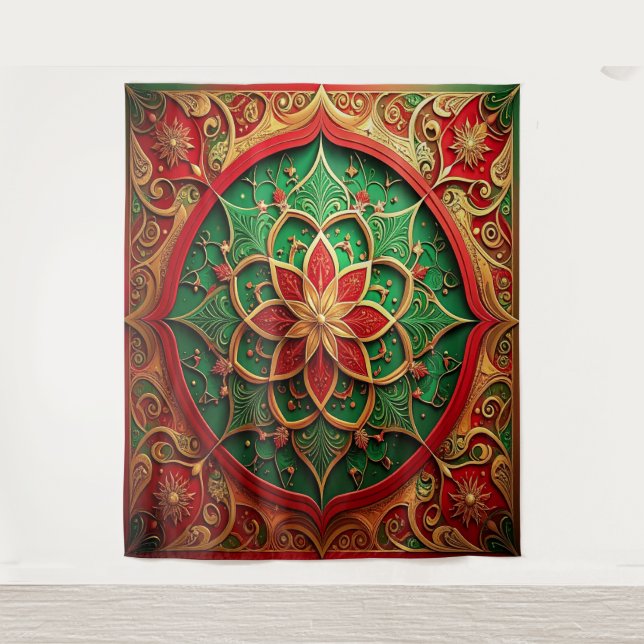 Tenture Decorative Red Green Holiday Backdrop (Devant)