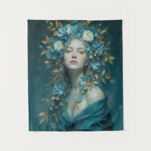 Tenture Déesse de la Nuit aux Fleurs Bleues