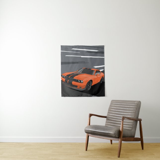 Tenture Défieur Orange (En situation)