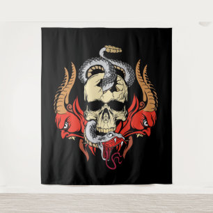 Tenture Démons, serpent et crâne