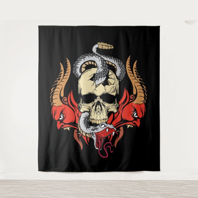 Tenture Démons, serpent et crâne (Devant)
