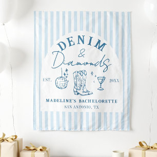Tenture Dénim et diamants Bachelorette fond dessiné
