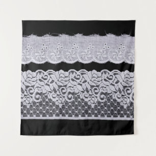 Tenture Dentelle blanche ornementale, arrière - plan noir 