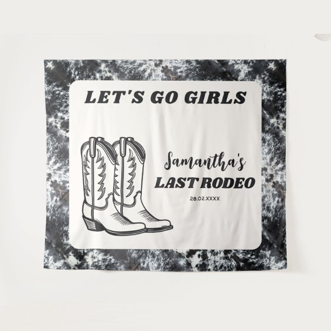 Tenture Dernier Rodeo Western Cowgirl Bachelorette Party (Devant (Horizontal))