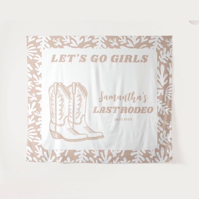 Tenture Dernier Rodeo Western Cowgirl Bachelorette Party (Devant (Horizontal))
