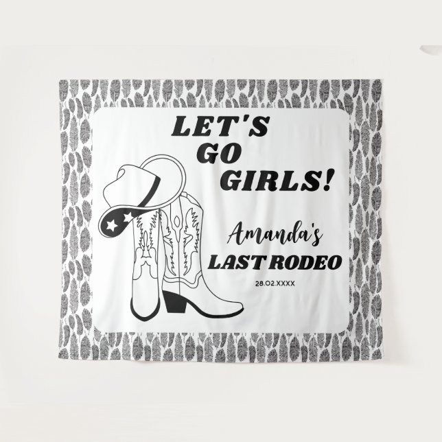 Tenture Dernière Cowgirl de Rodéo Fête de Bachelorette Wes (Devant (Horizontal))