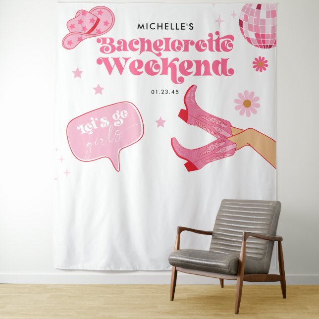 Tenture Dernière fête de Disco Rodéo avant le mariage (En situation)