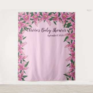 Tenture Des Lys De Fleur Rose Doux Autour Du Fond