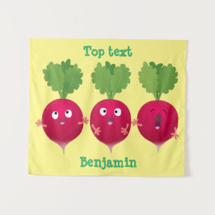 Tenture Des radis mignons chantant des légumes de dessin a