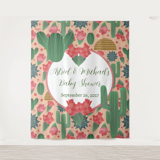 Tenture Desert Blush rose Girl Baby shower (Devant)