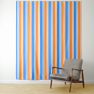 Tenture Design bandes verticales orange bleu blanc  
