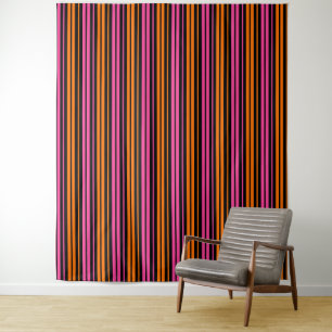 Tenture Design bandes verticales orange rose noir  