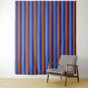 Tenture Design de bandes verticales orange cyan marine 
