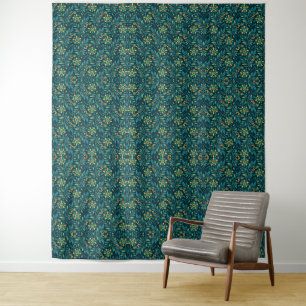 Tenture Design floral élégant jaune et sarcelle