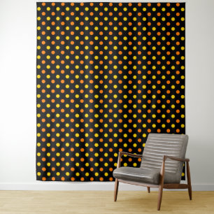 Tenture Design Orange Jaune Sur Points noirs