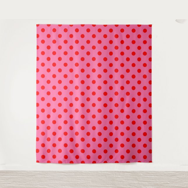 Tenture Design Pois rouge sur rose (Devant)