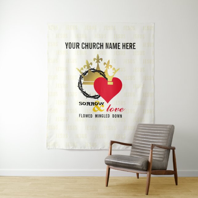 Tenture DÉSOLÉ ET AMOUREUX Église chrétienne de Pâques Mur (En situation)