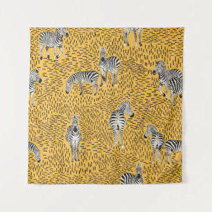 Tenture Dessin à la main Zebra Motif sans couture avec lig