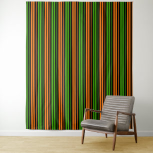 Tenture Dessin à rayures verticales orange vert noir  
