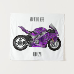 Tenture Dessin animé moto sportive violette