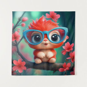 Tenture Dessin animé Panda rose sur la branche-68807