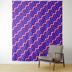 Tenture Dessin chevron zigzag rose bleu