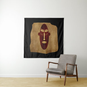 Tenture Dessin d'art abstrait de visage tribal africain vi