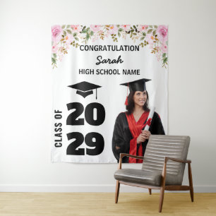Tenture Dessin de la fête de graduation Photo personnalisé