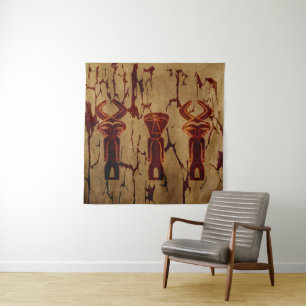 Tenture Dessin de silhouette tribale africaine abstraite 
