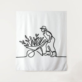 Tenture dessin d'un agriculteur ou d'un jardinier