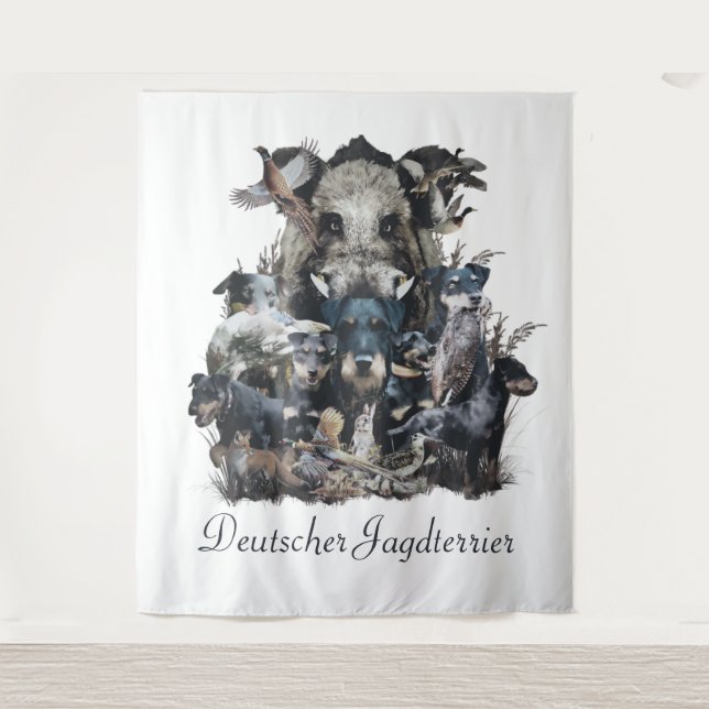 Tenture Deutscher Jagdterrier Carré Horloge Mu (Devant)